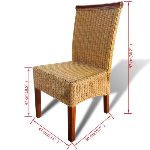 Spisebordsstole 4 stk. naturlig rattan brun