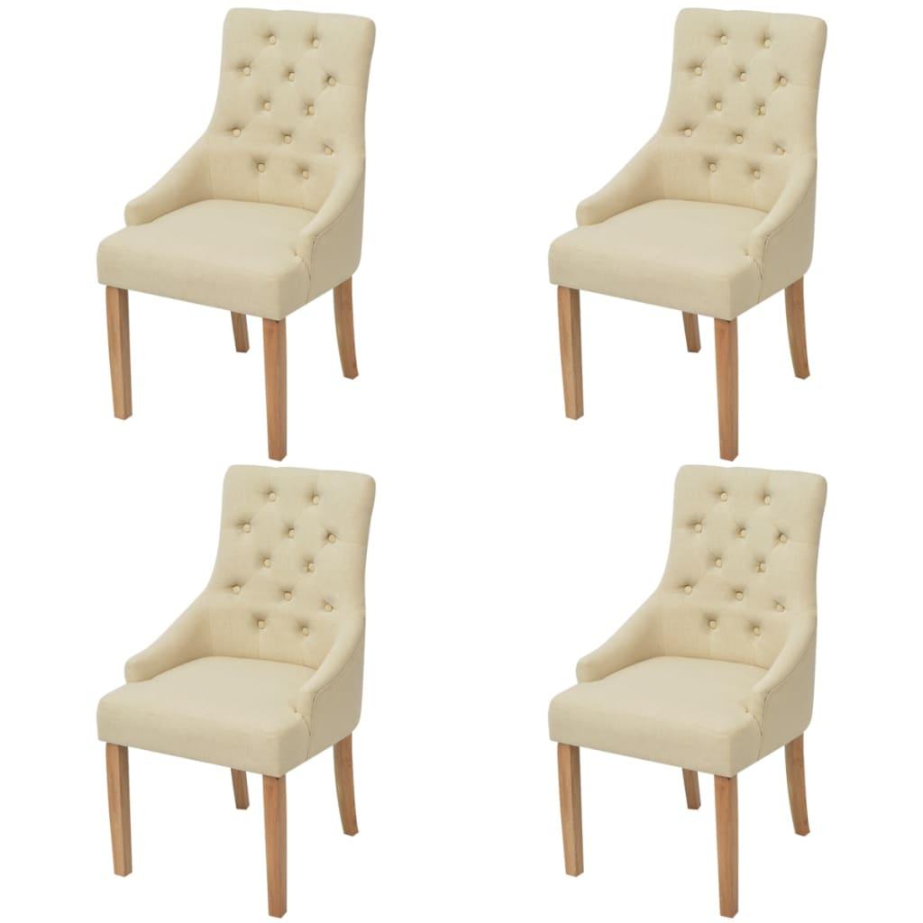 Spisebordsstole 4 stk. stof cremefarvet