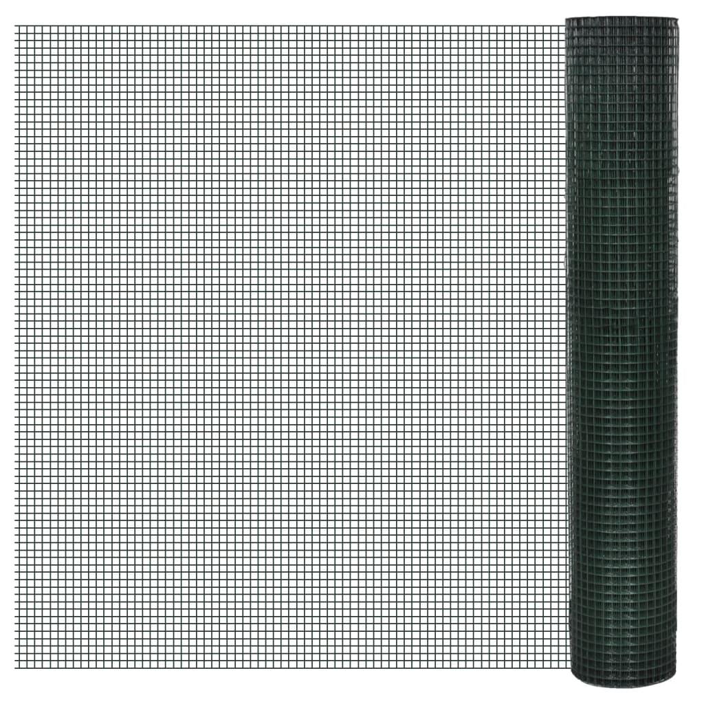 Hønsenet galvaniseret stål med PVC-belægning 10 x 1 m grøn