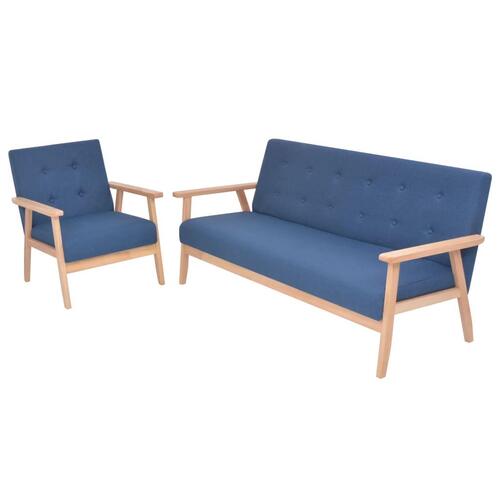 Sofasæt i 2 dele stof blå
