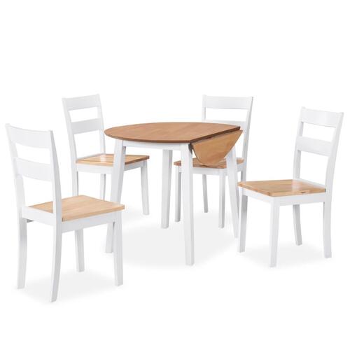 Spisebordssæt 5 dele MDF og gummitræ hvid