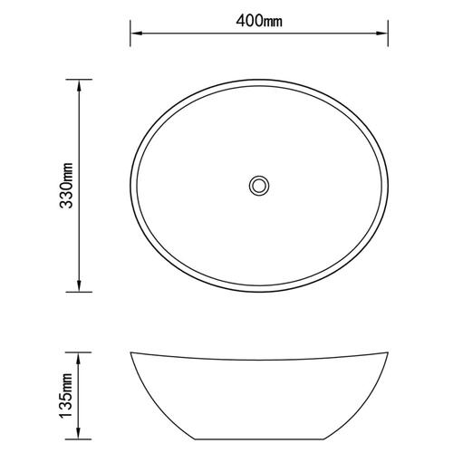 Keramisk luksushåndvask oval hvid 40 x 33 cm
