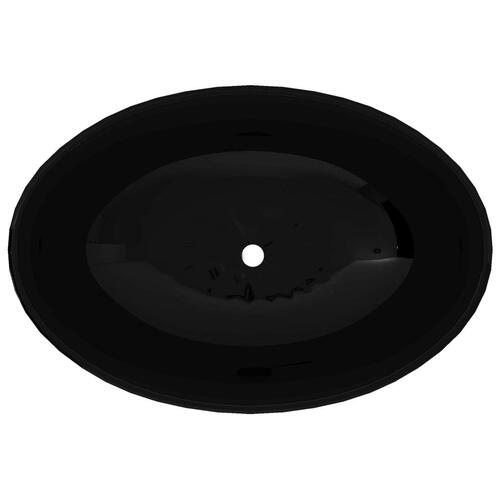 Keramisk luksushåndvask oval sort 40 x 33 cm