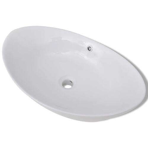 Håndvask keramisk oval med overløb 59 x 38,5 cm