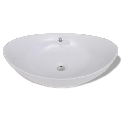 Håndvask keramisk oval med overløb 59 x 38,5 cm
