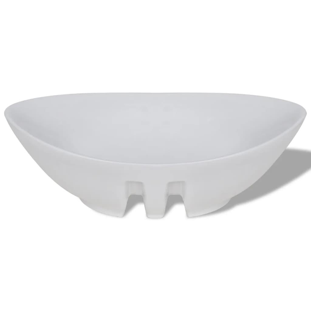 Håndvask keramisk oval med overløb 59 x 38,5 cm