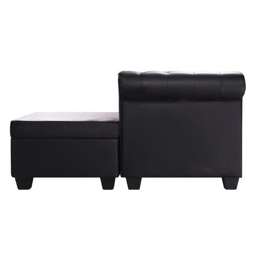 Chaiselong Chesterfield sofa kunstlæder sort