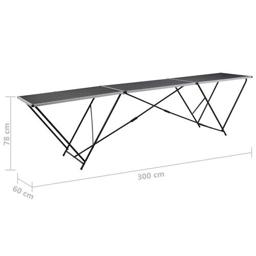 Klapbord til tapetsering MDF og aluminium 300x60x78 cm