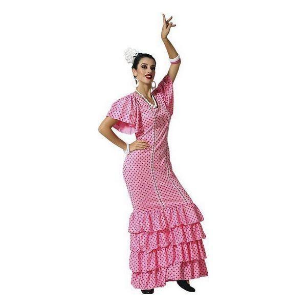 Kostume til voksne Pink Sevillana danser M/L