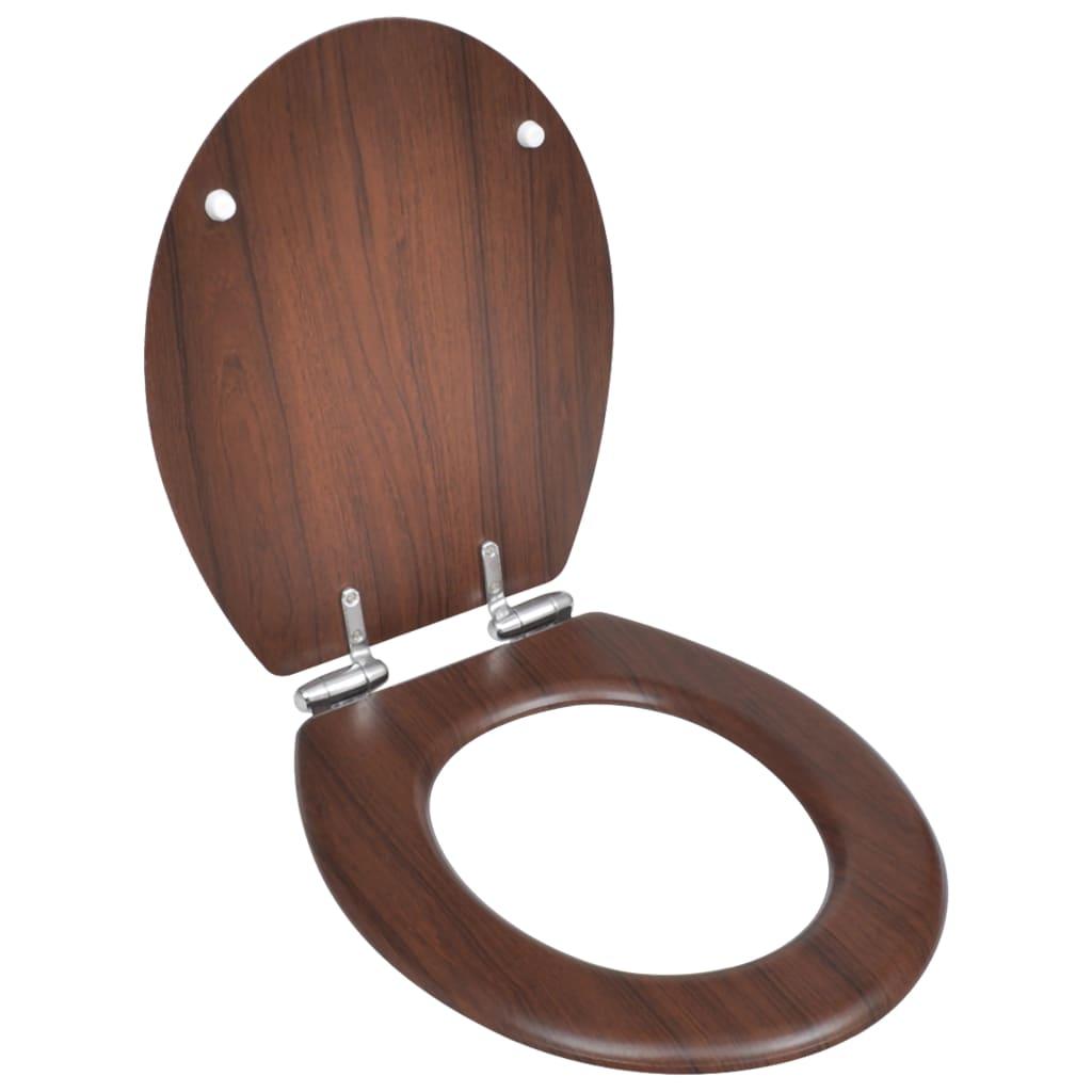 Toiletsæde MDF soft close-låg enkelt design brun
