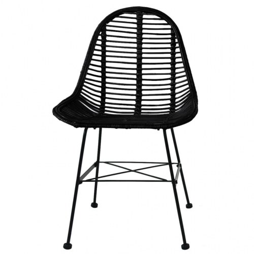 Spisebordsstole 6 stk. naturligt rattan sort