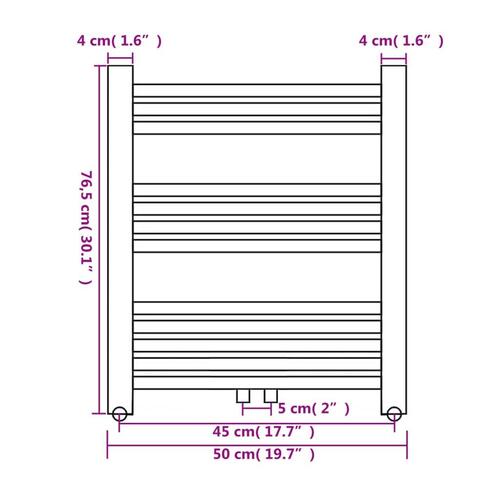 Håndklæderadiator 500x764 mm centralvarme lige