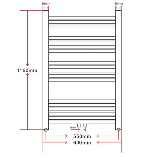 Håndklædetørrer centralvarme kurvet 600x1160 mm