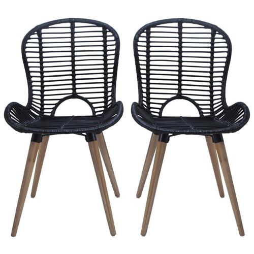 Spisebordsstole 6 stk. naturligt rattan sort