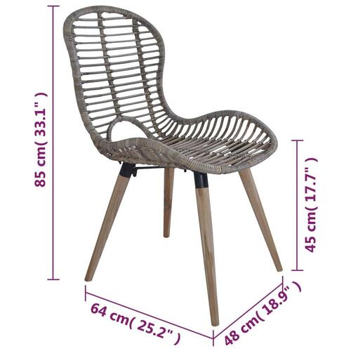 Spisebordsstole 6 stk. naturligt rattan brun