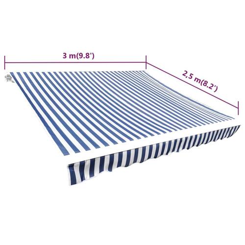 Markisedug 3x2,5 m blå og hvid (stel medfølger ikke)