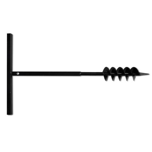 Jordbor med håndtag, 100 mm dobbelt spiraler stål, sort