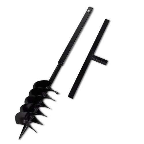 Jordbor med håndtag 150 mm 3 spiraler stål sort