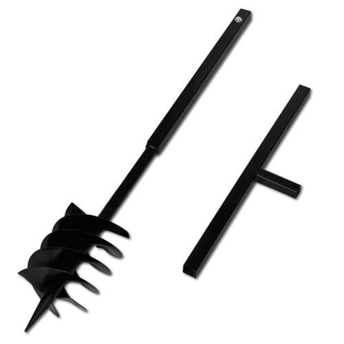 Jordbor med håndtag 180 mm 3 spiraler stål sort