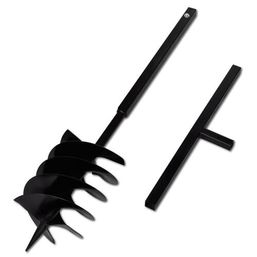 Jordbor med håndtag, 200 mm tre spiraler stål, sort