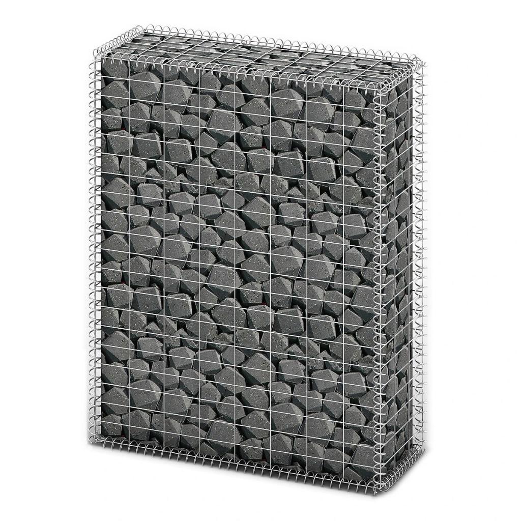 Gabionkurv med låg galvaniseret ståltråd 100 x 80 x 30 cm