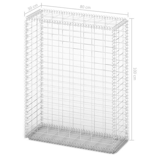 Gabionkurv med låg galvaniseret ståltråd 100 x 80 x 30 cm