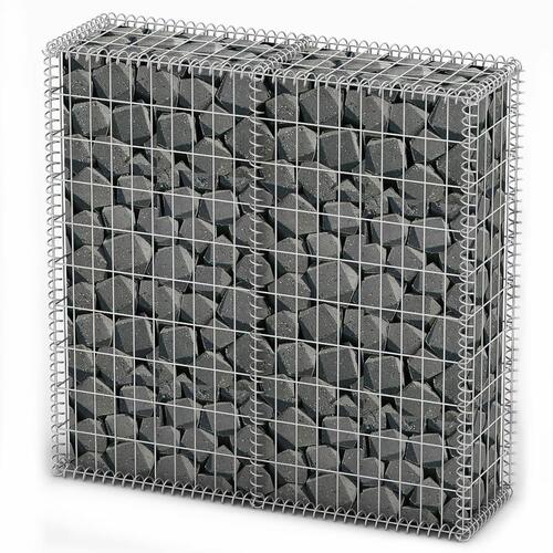 Gabionkurv med låg 100 x 100 x 30 cm galvaniseret ståltråd