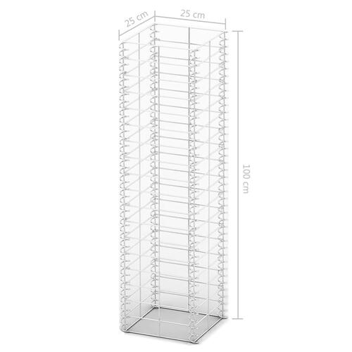Gabionsæt 3 stk. galvaniseret ståltråd 25 x 25 x 100 cm