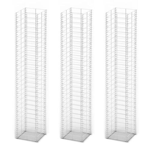 Gabionsæt 3 stk. galvaniseret ståltråd 25 x 25 x 150 cm