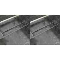 Lineære bruseafløb 2 stk. 630 x 140 mm rustfrit stål