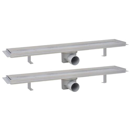 Lineære bruseafløb 2 stk. 730 x 140 mm rustfrit stål