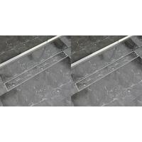 Lineære bruseafløb 2 stk. 930 x 140 mm rustfrit stål