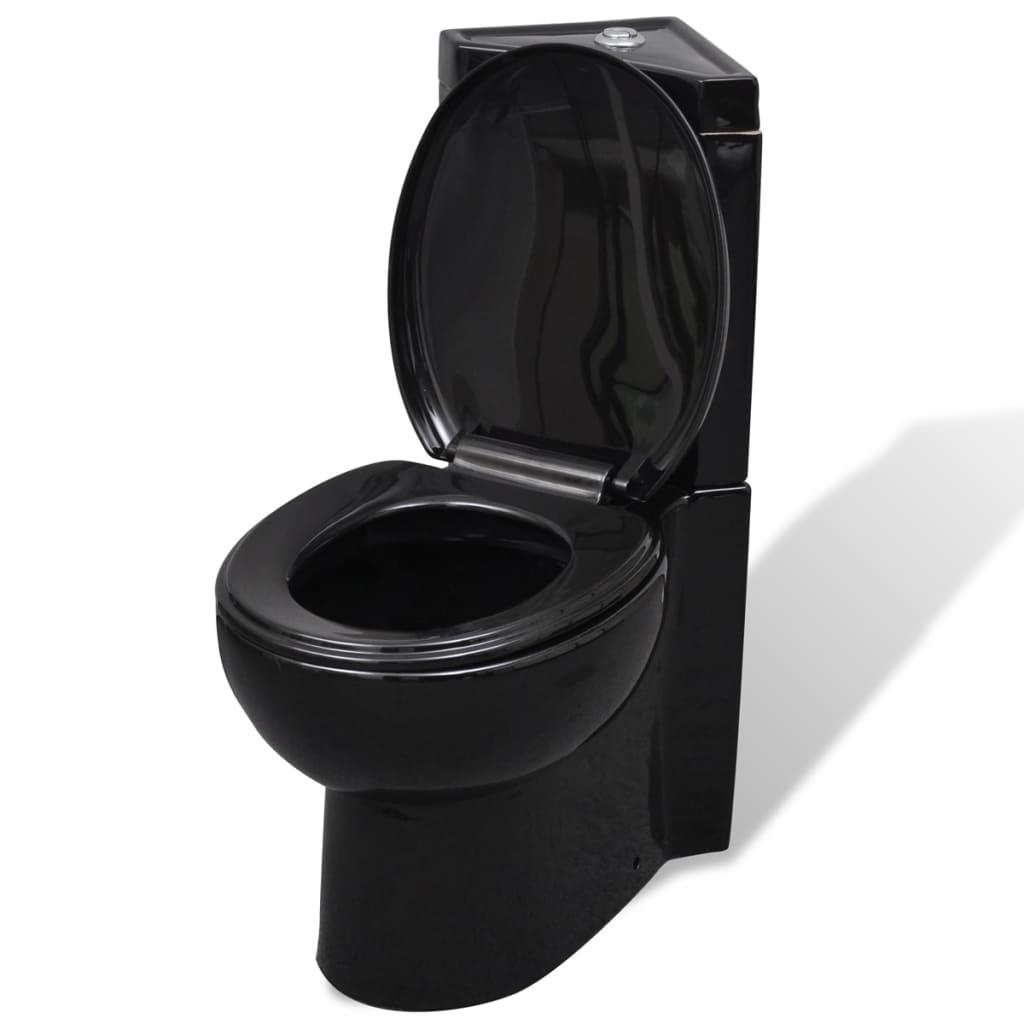 Keramisk hjørnetoilet sort