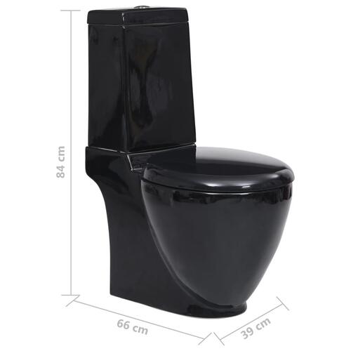 Keramisk toilet med rund bund afløb i bunden sort
