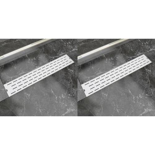 Lineære bruseafløb 2 stk. linjedesign 630 x 140 mm rustfrit stål