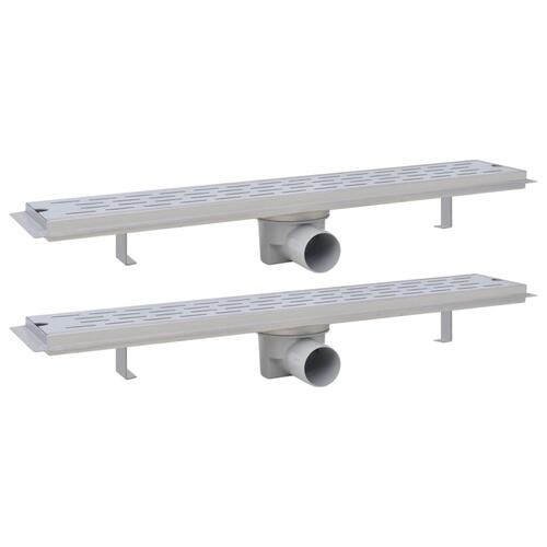 Lineære bruseafløb 2 stk. linjedesign 630 x 140 mm rustfrit stål