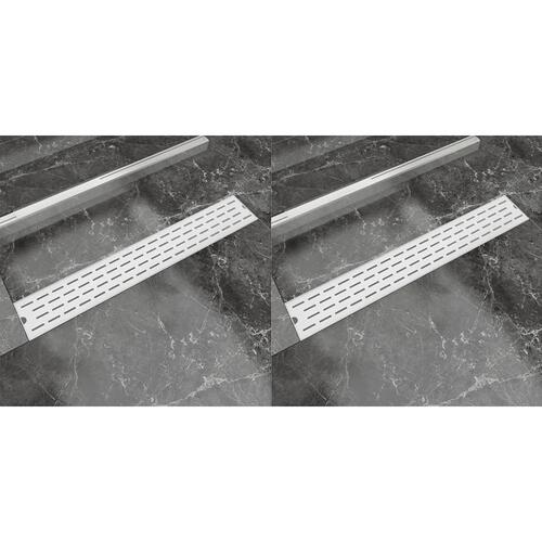 Lige bruseafløb 2 stk. linje 730 x 140 mm rustfrit stål