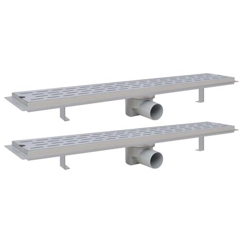Lige bruseafløb 2 stk. linje 730 x 140 mm rustfrit stål