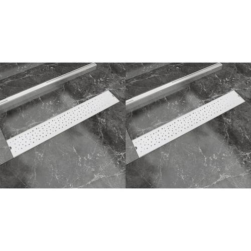 Lineære bruseafløb 2 stk. bobledesign 730 x 140 mm rustfrit stål