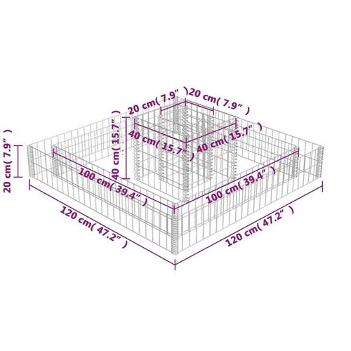 Gabion-plantekasse galvaniseret stål 120 x 120 x 20 cm