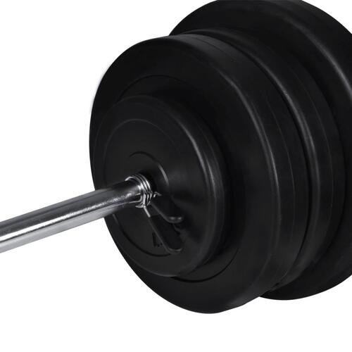 Vægmonteret styrketårn med vægtstang- og håndvægtsæt 60,5 kg