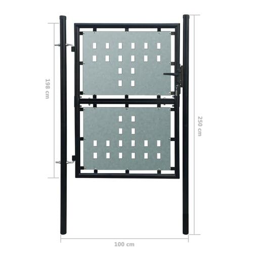 Hegnslåge enkeltdørs 100x250 cm sort
