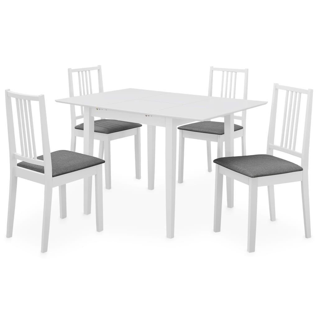 Spisebordssæt 5 dele MDF hvid