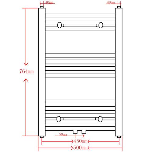 Håndklæderadiator 500x764 mm centralvarme lige grå