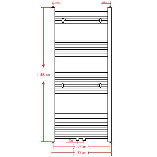 Håndklæderadiator 500x1160 mm centralvarme buet grå