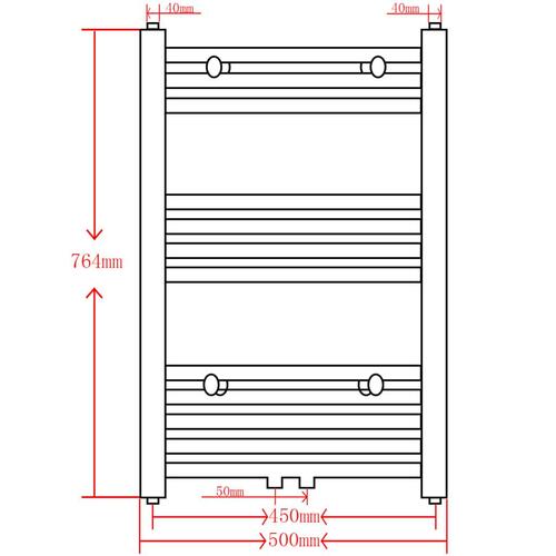 Håndklæderadiator centralvarme lige 500x764 mm sort