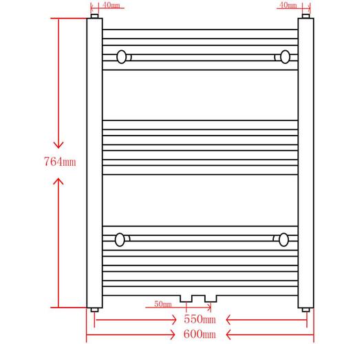 Håndklæderadiator 600x764 mm centralvarme lige sort
