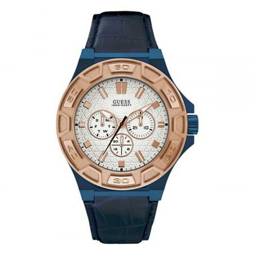 Guess herreur W0674G7, blå/læder, Ø 45 mm