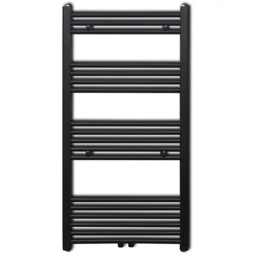 Håndklæderadiator 600x1160 mm centralvarme lige sort