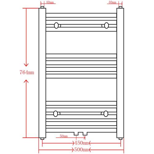 Håndklæderadiator 500x764 mm centralvarme buet sort